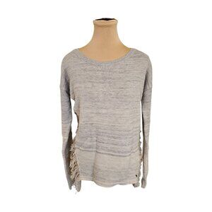 One Grey Day Light Grey Distressed Side Detail Sweater Sz L